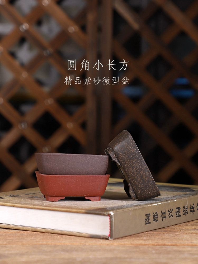 Bonsai Garden With Sand - Vaso bonsai rettangolare ad angolo rotondo